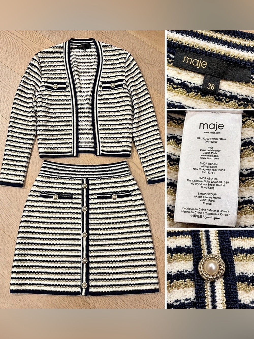 Maje Striped Skirt Set Size 36